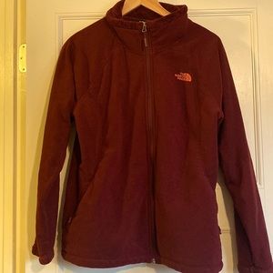 Burgundy north face zip up